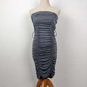 Sirens Gray Slinky Tube Dress Ruched Medium